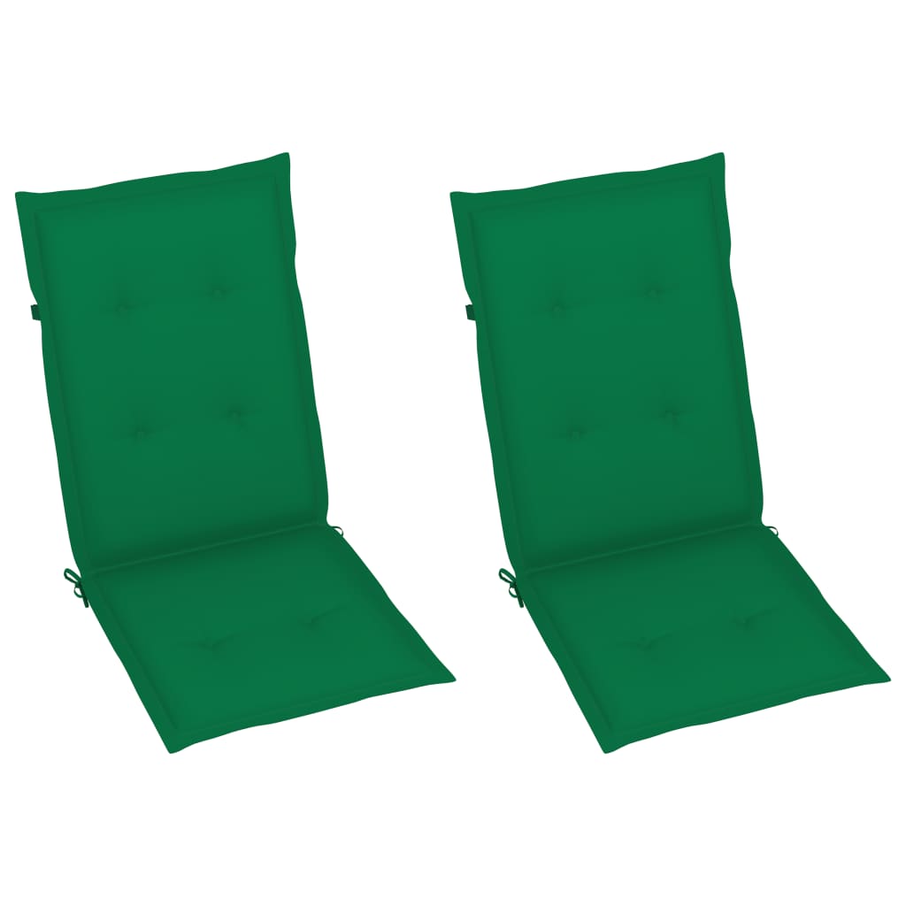 Tuinstoelen 2 st met groene kussens massief teakhout is nu te koop bij PeponiXL, paradijselijk wonen!