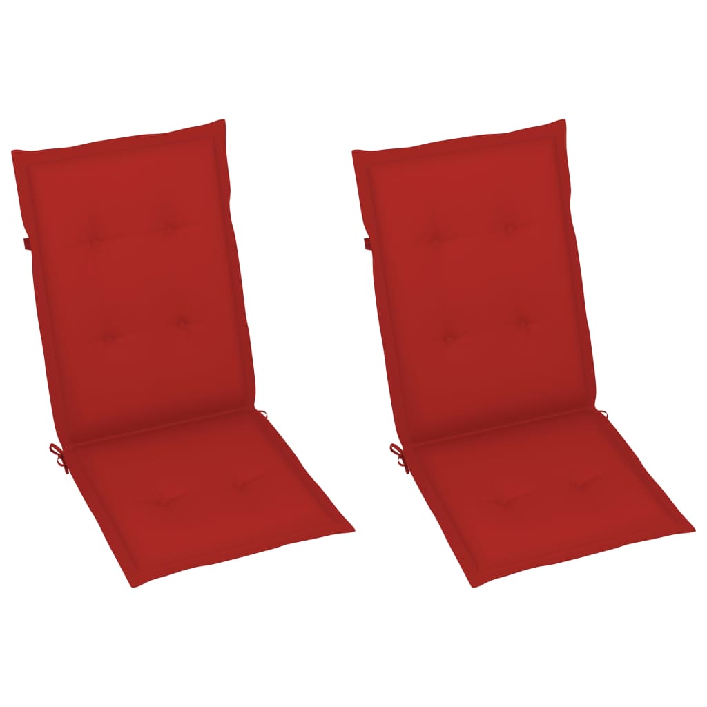 Tuinstoelen 2 st met rode kussens massief teakhout is nu te koop bij PeponiXL, paradijselijk wonen!