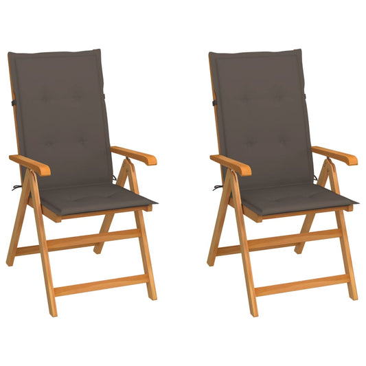 Tuinstoelen 2 st met taupe kussens massief teakhout is nu te koop bij PeponiXL, paradijselijk wonen!