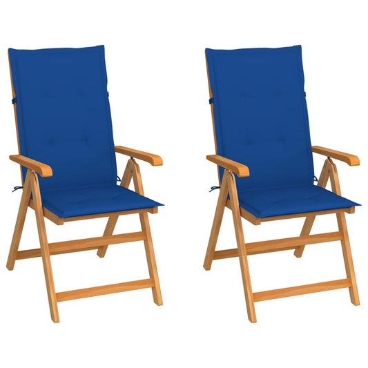 Tuinstoelen 2 st met koningsblauwe kussens massief teakhout is nu te koop bij PeponiXL, paradijselijk wonen!