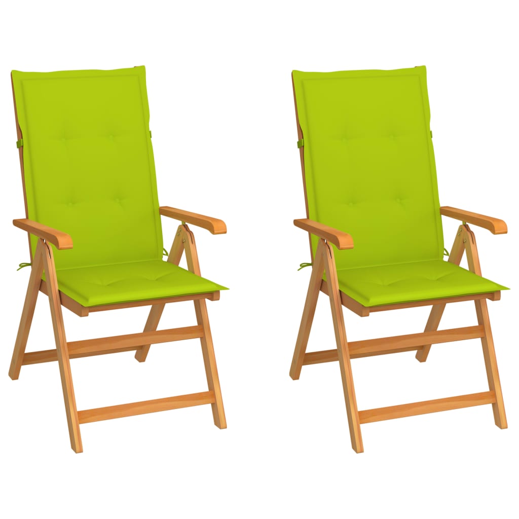 Tuinstoelen 2 st met heldergroene kussens massief teakhout is nu te koop bij PeponiXL, paradijselijk wonen!