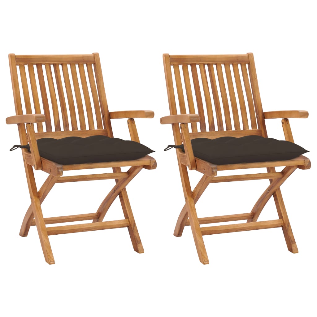 Tuinstoelen 2 st met taupe kussens massief teakhout is nu te koop bij PeponiXL, paradijselijk wonen!