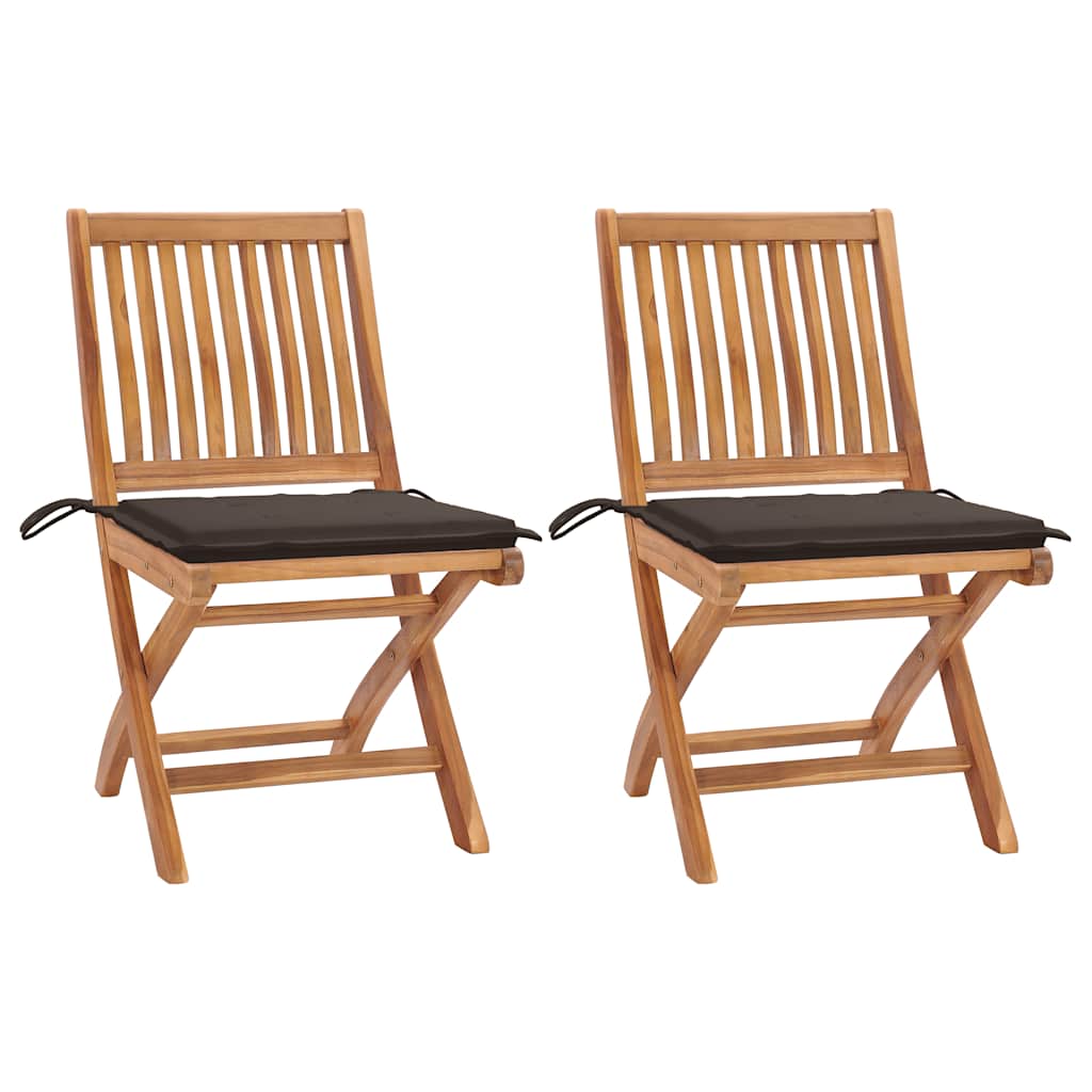 Tuinstoelen 2 st met taupe kussens massief teakhout is nu te koop bij PeponiXL, paradijselijk wonen!