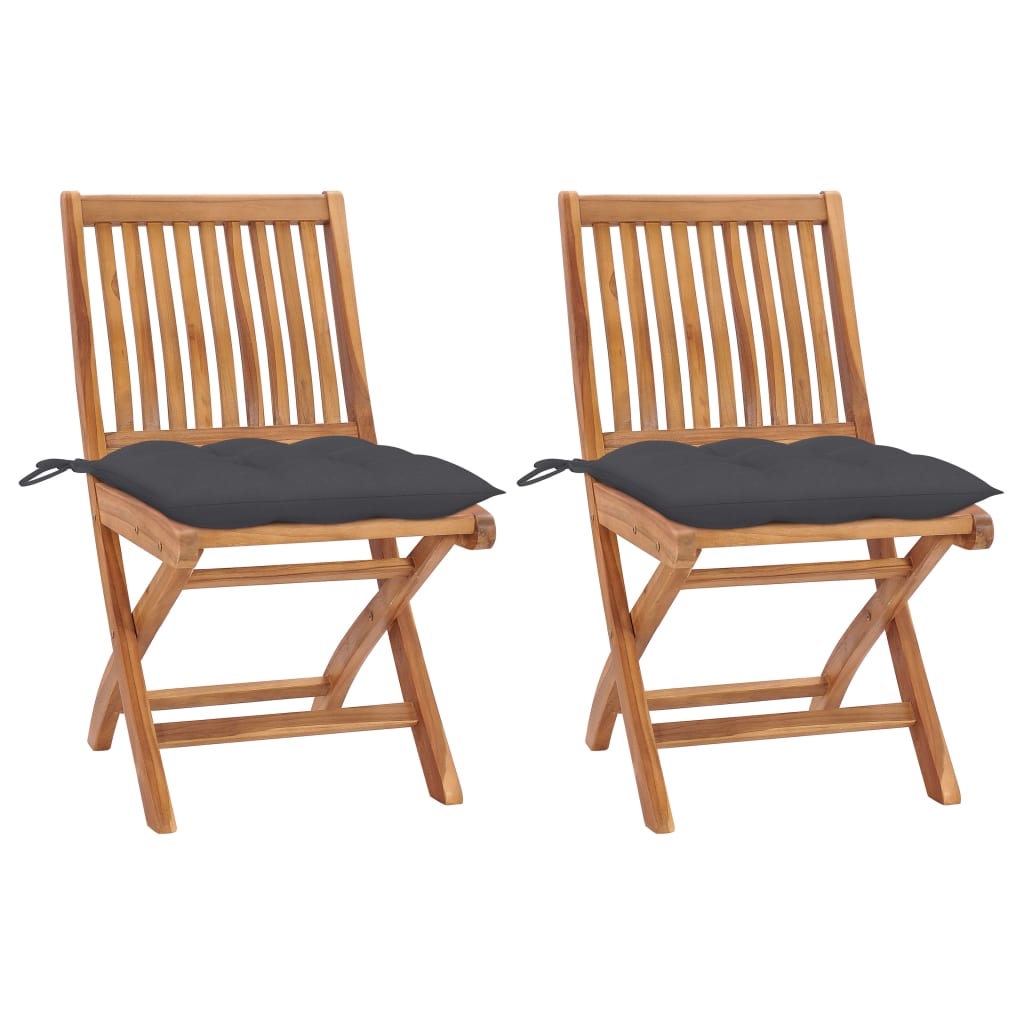 Tuinstoelen 2 st met antracietkleurige kussens massief teakhout is nu te koop bij PeponiXL, paradijselijk wonen!