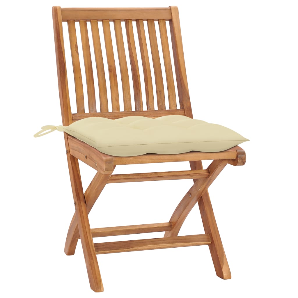 Tuinstoelen 2 st met crèmewitte kussens massief teakhout is nu te koop bij PeponiXL, paradijselijk wonen!