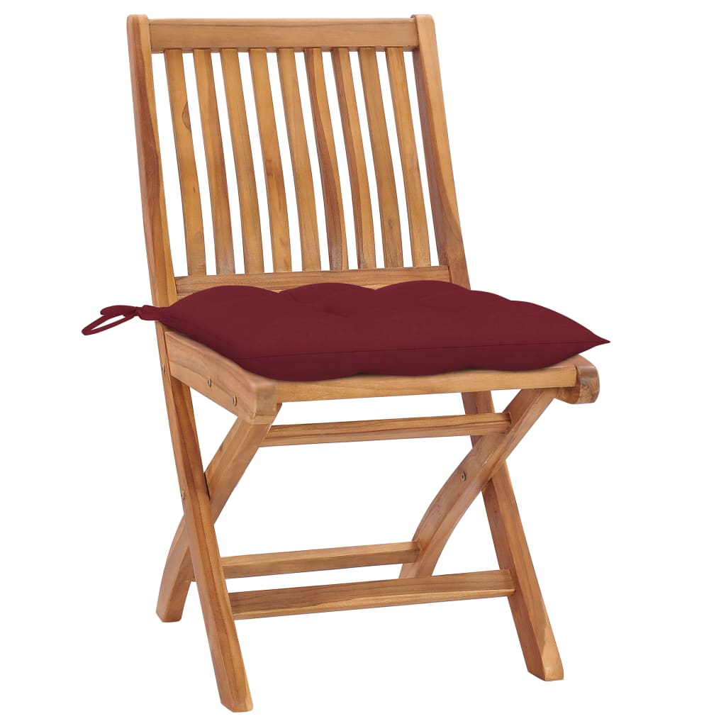 Tuinstoelen 2 st met wijnrode kussens massief teakhout is nu te koop bij PeponiXL, paradijselijk wonen!