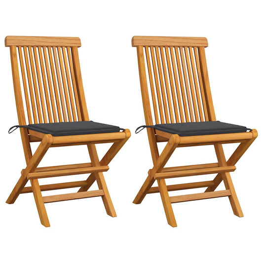 Tuinstoelen 2 st met antracietkleurige kussens massief teakhout is nu te koop bij PeponiXL, paradijselijk wonen!