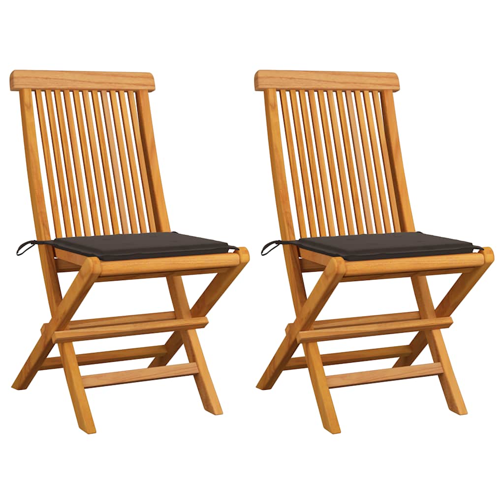 Tuinstoelen 2 st met taupe kussens massief teakhout is nu te koop bij PeponiXL, paradijselijk wonen!