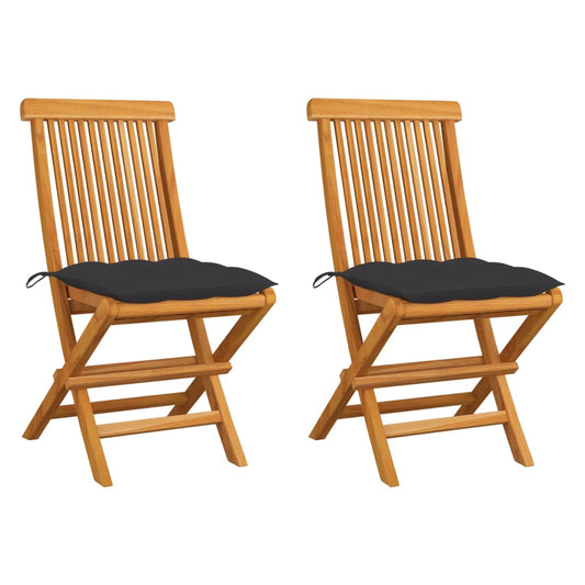 Tuinstoelen 2 st met antracietkleurige kussens massief teakhout is nu te koop bij PeponiXL, paradijselijk wonen!