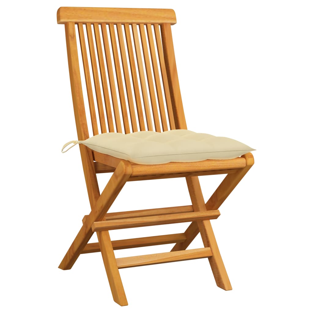Tuinstoelen 2 st met crèmewitte kussens massief teakhout is nu te koop bij PeponiXL, paradijselijk wonen!