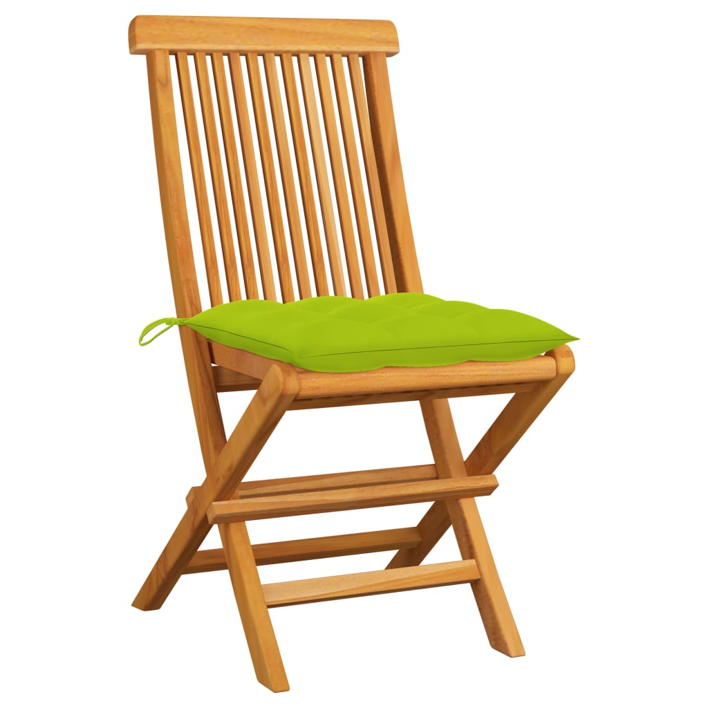 Tuinstoelen 2 st met heldergroene kussens massief teakhout is nu te koop bij PeponiXL, paradijselijk wonen!
