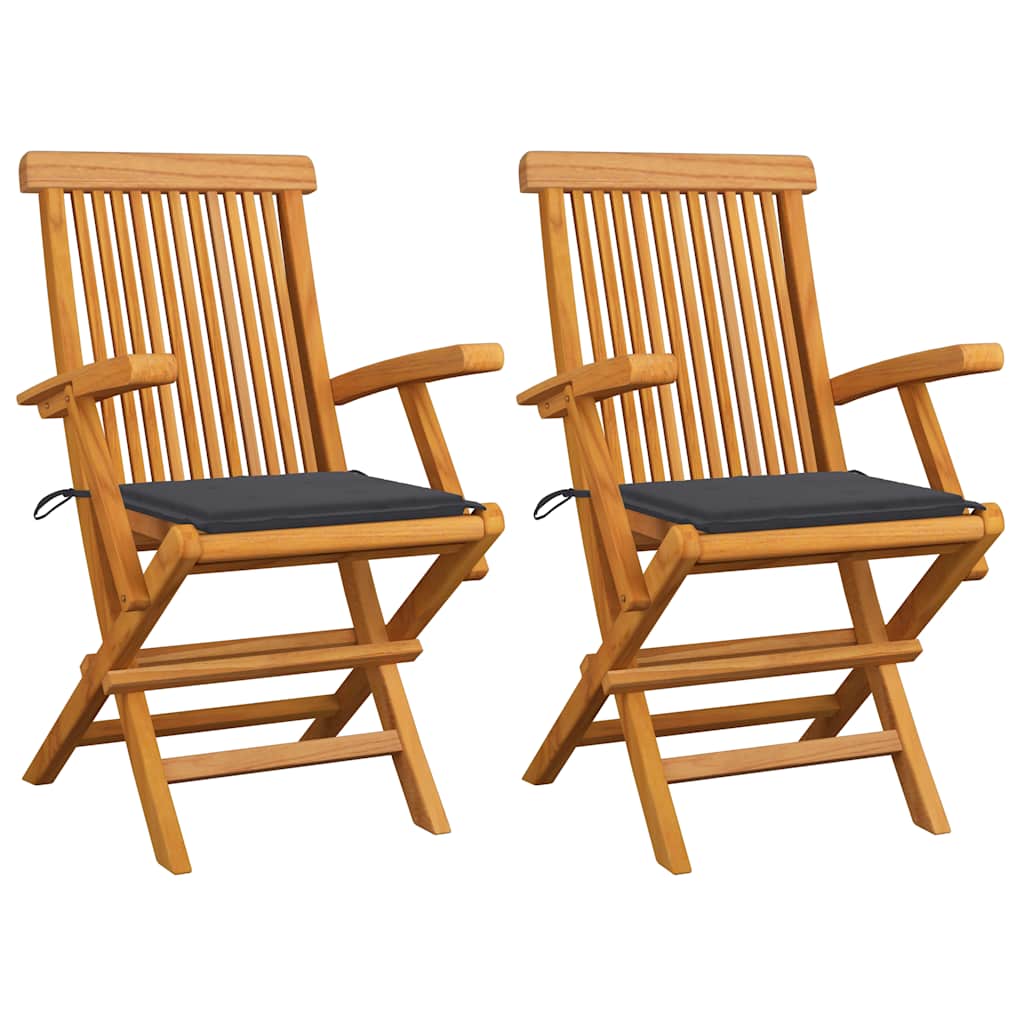 Tuinstoelen 2 st met antracietkleurige kussens massief teakhout is nu te koop bij PeponiXL, paradijselijk wonen!