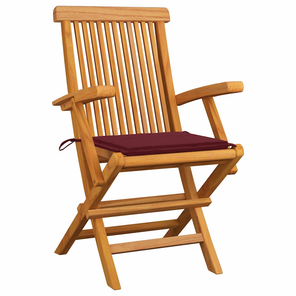 Tuinstoelen 2 st met wijnrode kussens massief teakhout is nu te koop bij PeponiXL, paradijselijk wonen!