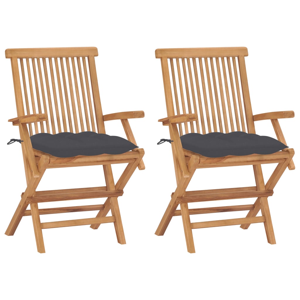 Tuinstoelen 2 st met antracietkleurige kussens massief teakhout is nu te koop bij PeponiXL, paradijselijk wonen!