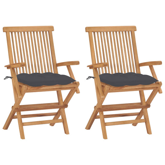 Tuinstoelen 2 st met antracietkleurige kussens massief teakhout is nu te koop bij PeponiXL, paradijselijk wonen!