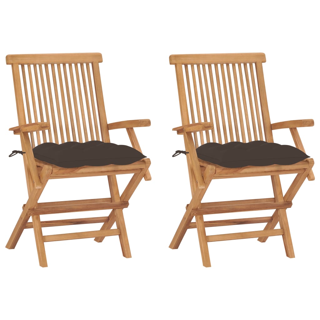 Tuinstoelen 2 st met taupe kussens massief teakhout is nu te koop bij PeponiXL, paradijselijk wonen!