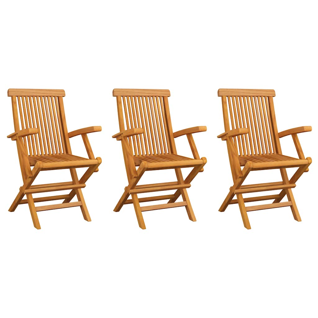 Tuinstoelen 3 st met beige kussens massief teakhout is nu te koop bij PeponiXL, paradijselijk wonen!