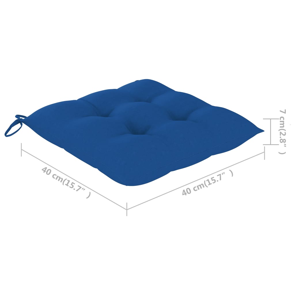 Tuinstoelen 3 st met blauwe kussens massief teakhout is nu te koop bij PeponiXL, paradijselijk wonen!