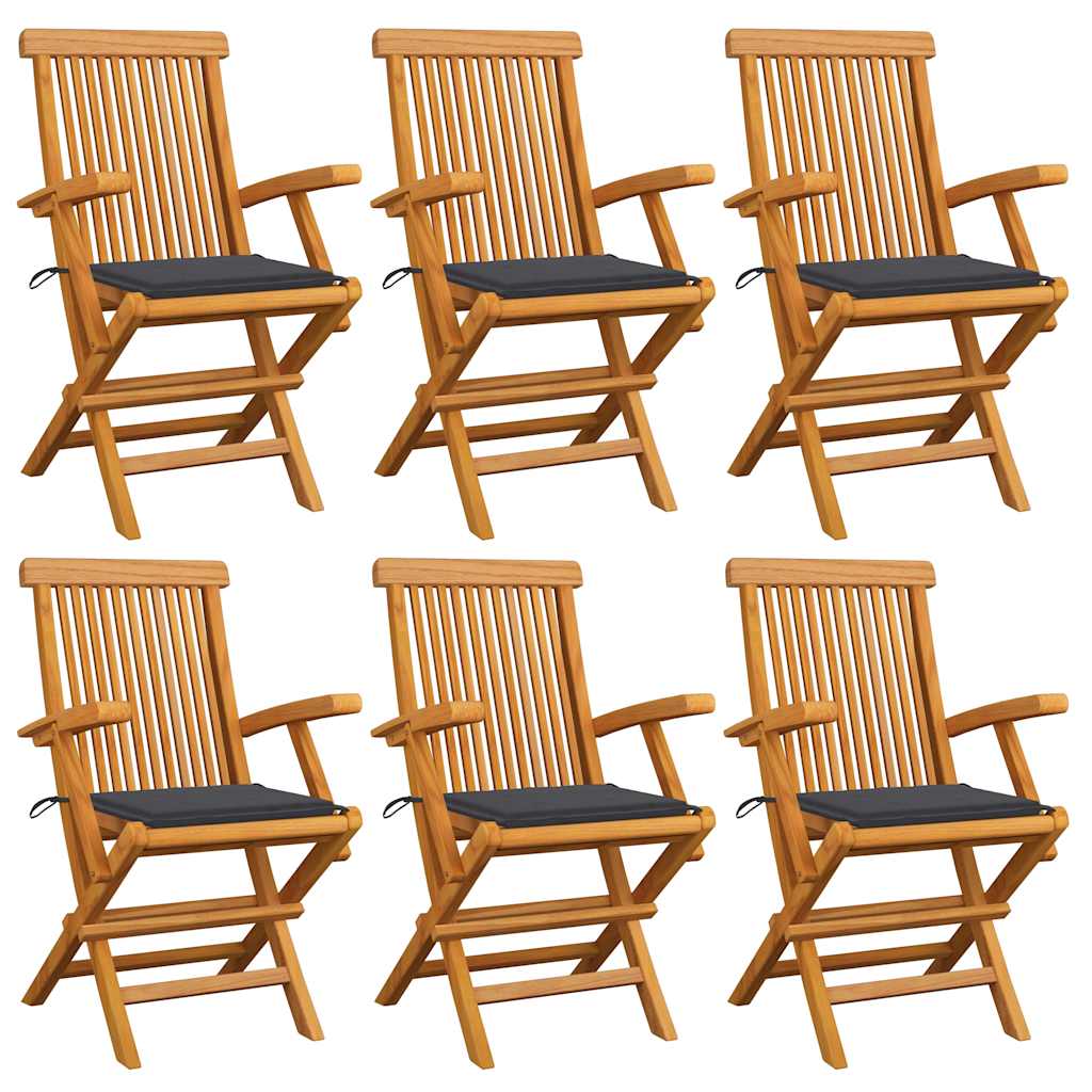 Tuinstoelen 6 st met antracietkleurige kussens massief teakhout is nu te koop bij PeponiXL, paradijselijk wonen!