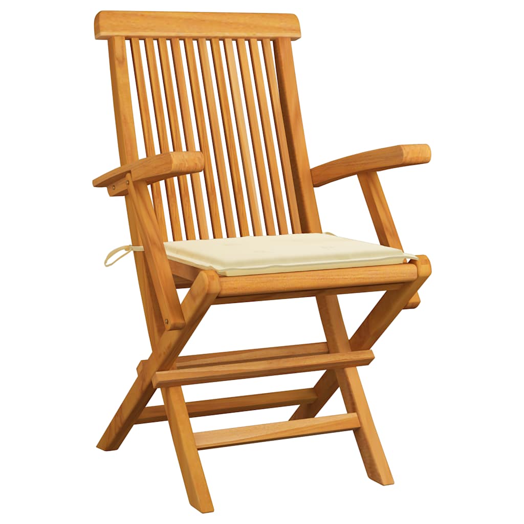 Tuinstoelen 6 st met crème kussens massief teakhout is nu te koop bij PeponiXL, paradijselijk wonen!