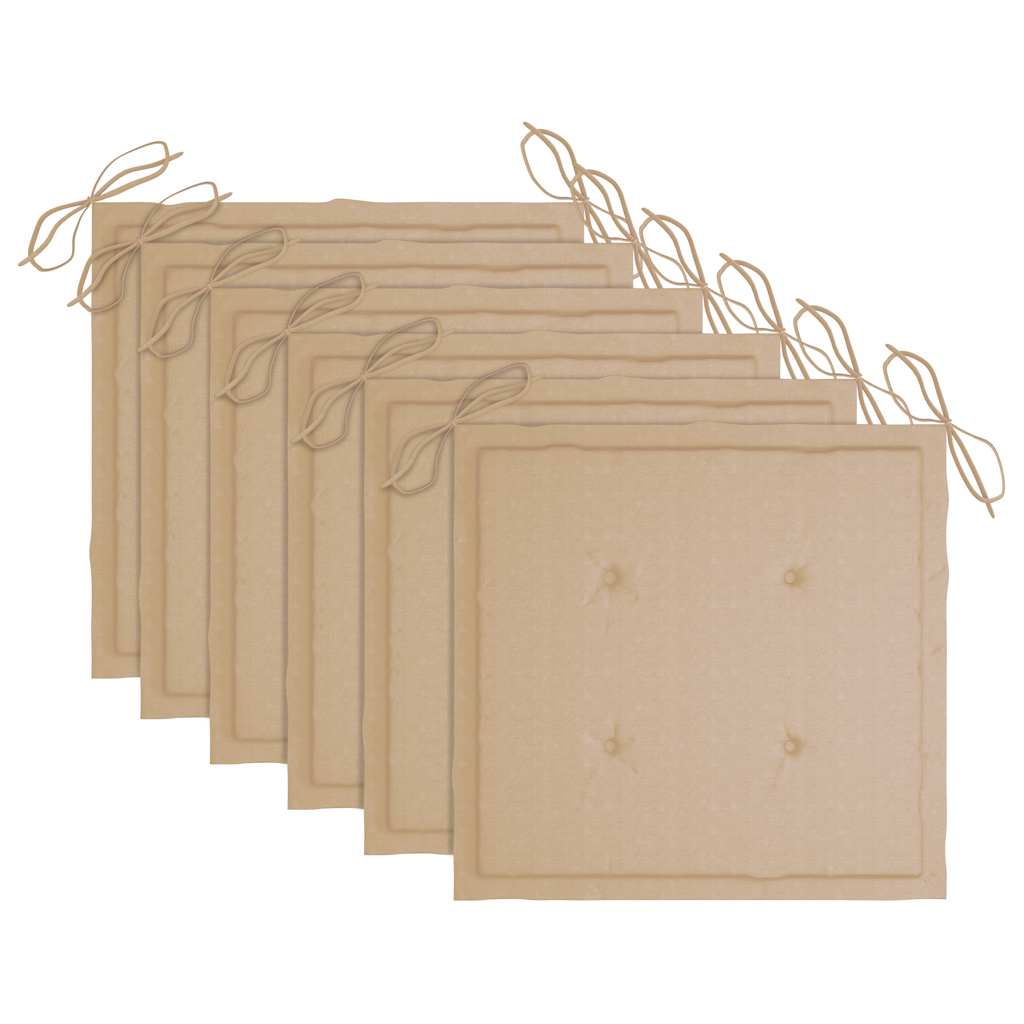 Tuinstoelen 6 st met beige kussens massief teakhout is nu te koop bij PeponiXL, paradijselijk wonen!