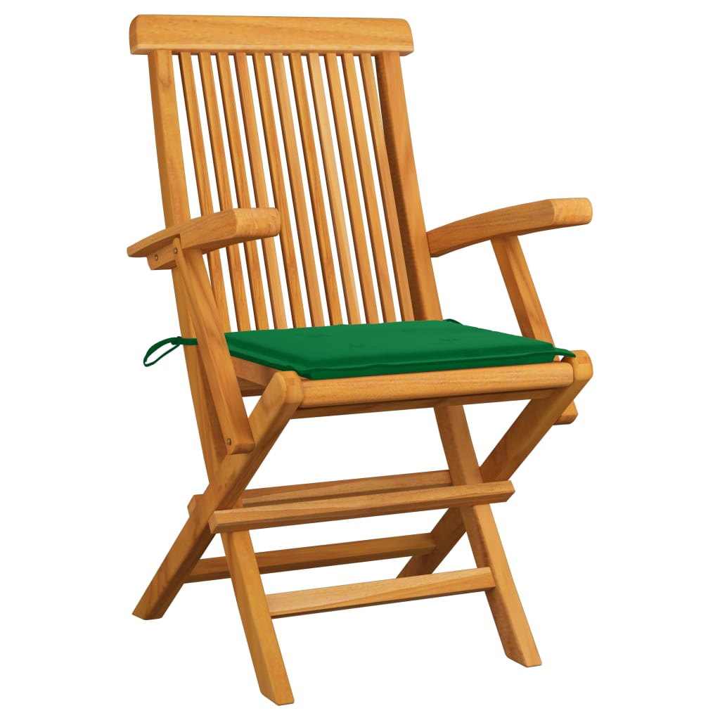 Tuinstoelen 6 st met groene kussens massief teakhout is nu te koop bij PeponiXL, paradijselijk wonen!
