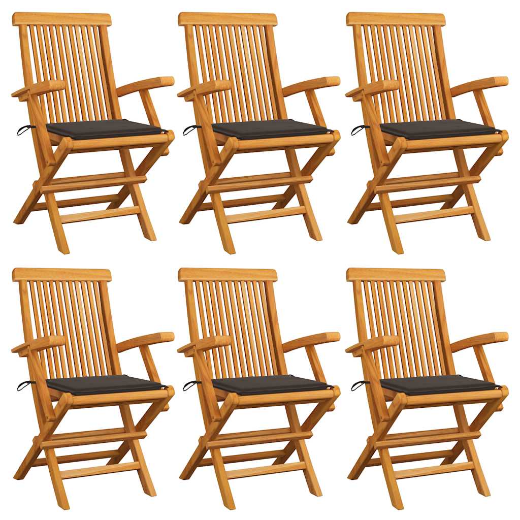 Tuinstoelen 6 st met taupe kussens massief teakhout is nu te koop bij PeponiXL, paradijselijk wonen!