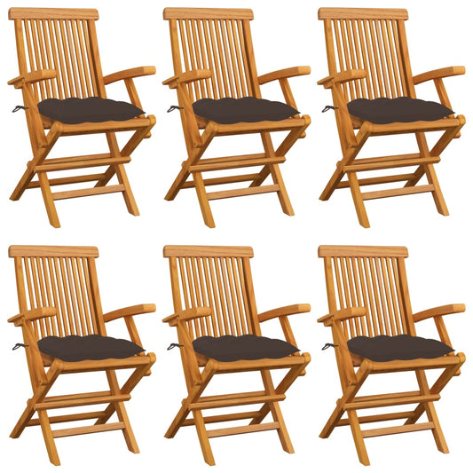 Tuinstoelen 6 st met taupe kussens massief teakhout is nu te koop bij PeponiXL, paradijselijk wonen!