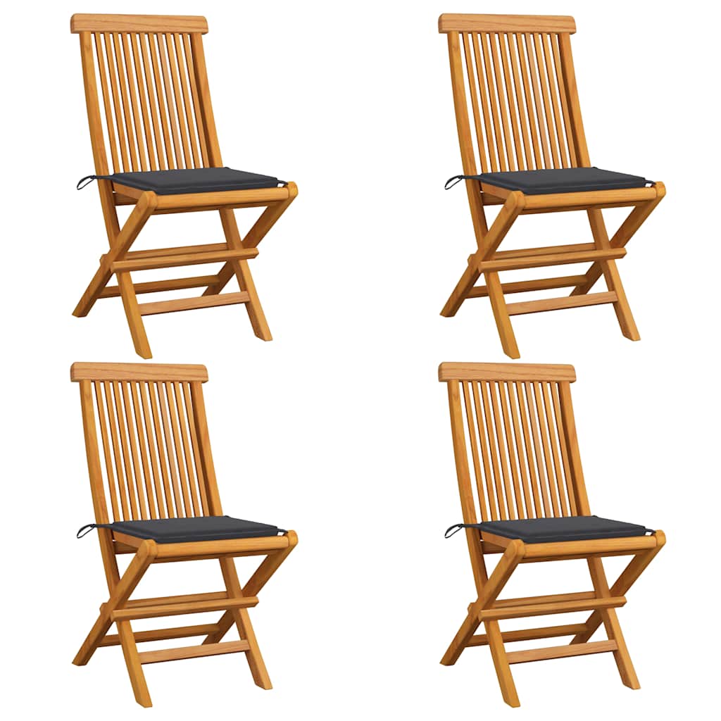 Tuinstoelen 4 st met antracietkleurige kussens massief teakhout is nu te koop bij PeponiXL, paradijselijk wonen!