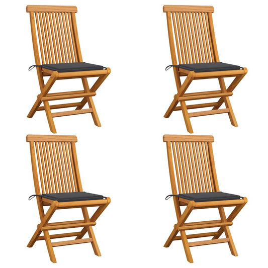 Tuinstoelen 4 st met antracietkleurige kussens massief teakhout is nu te koop bij PeponiXL, paradijselijk wonen!