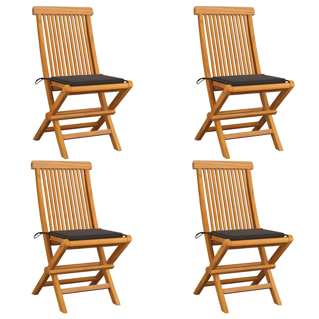 Tuinstoelen 4 st met taupe kussens massief teakhout is nu te koop bij PeponiXL, paradijselijk wonen!