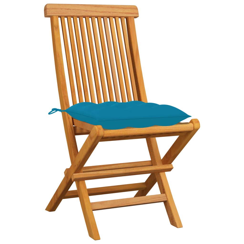 Tuinstoelen 4 st met lichtblauwe kussens massief teakhout is nu te koop bij PeponiXL, paradijselijk wonen!