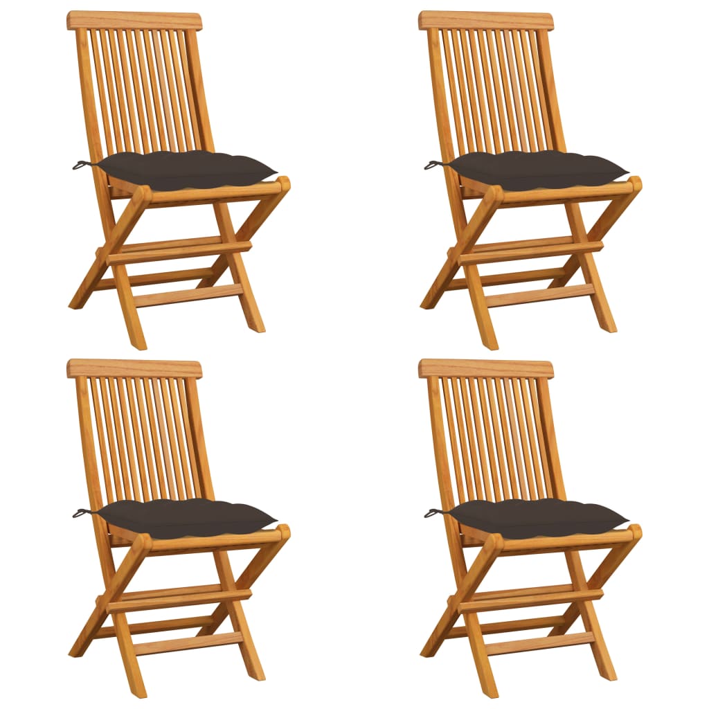 Tuinstoelen 4 st met taupe kussens massief teakhout is nu te koop bij PeponiXL, paradijselijk wonen!