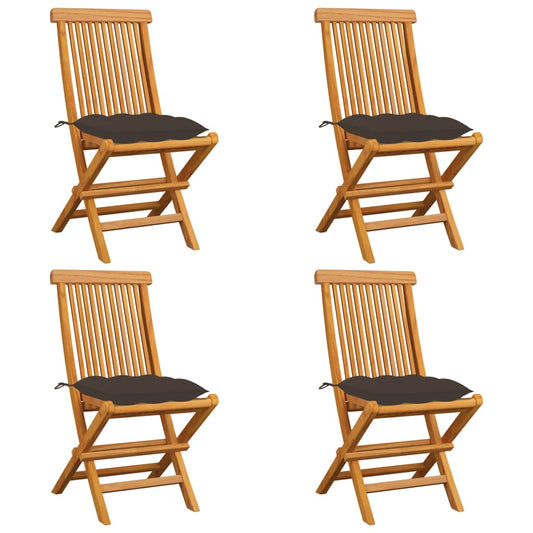 Tuinstoelen 4 st met taupe kussens massief teakhout is nu te koop bij PeponiXL, paradijselijk wonen!