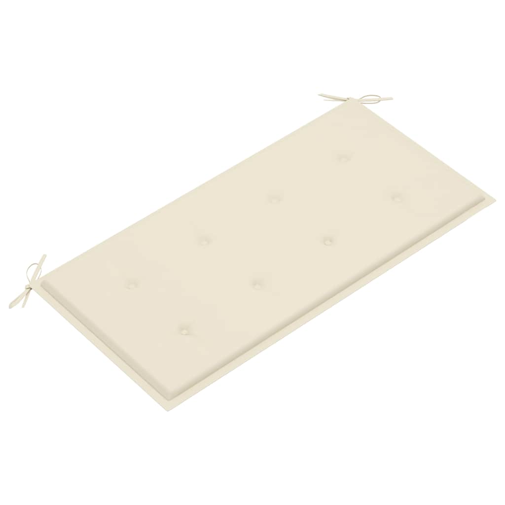 Tuinbank met crèmekleurig kussen 112 cm massief teakhout is nu te koop bij PeponiXL, paradijselijk wonen!
