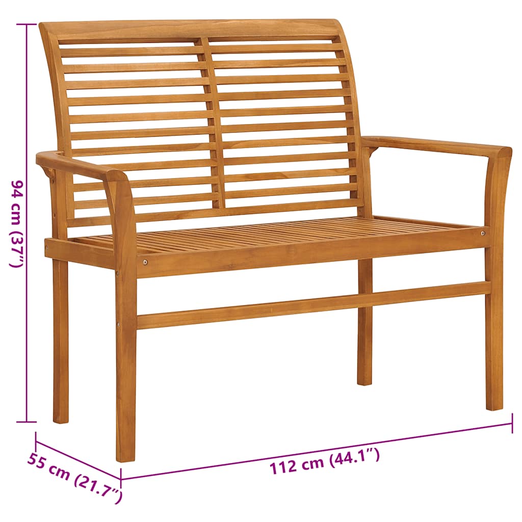 Tuinbank met crèmekleurig kussen 112 cm massief teakhout is nu te koop bij PeponiXL, paradijselijk wonen!