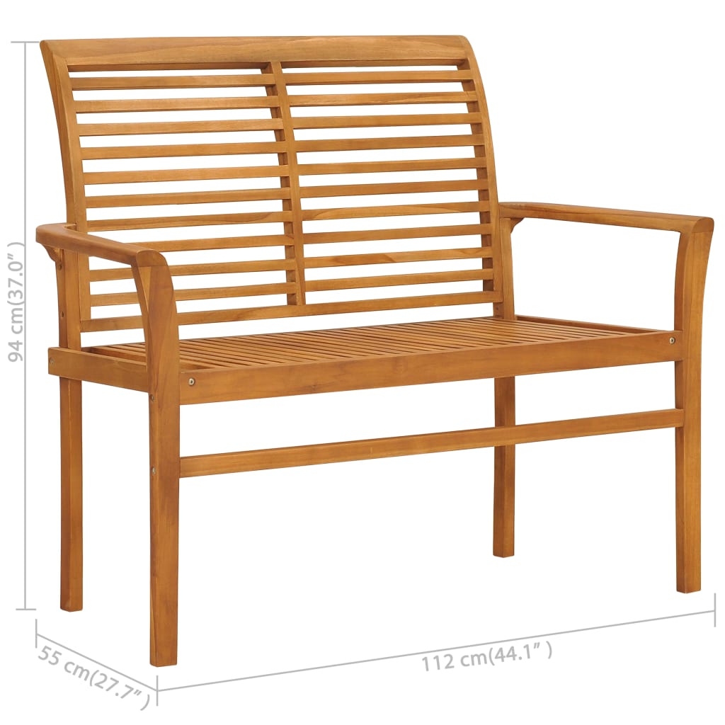 Tuinbank met rood kussen 112 cm massief teakhout is nu te koop bij PeponiXL, paradijselijk wonen!