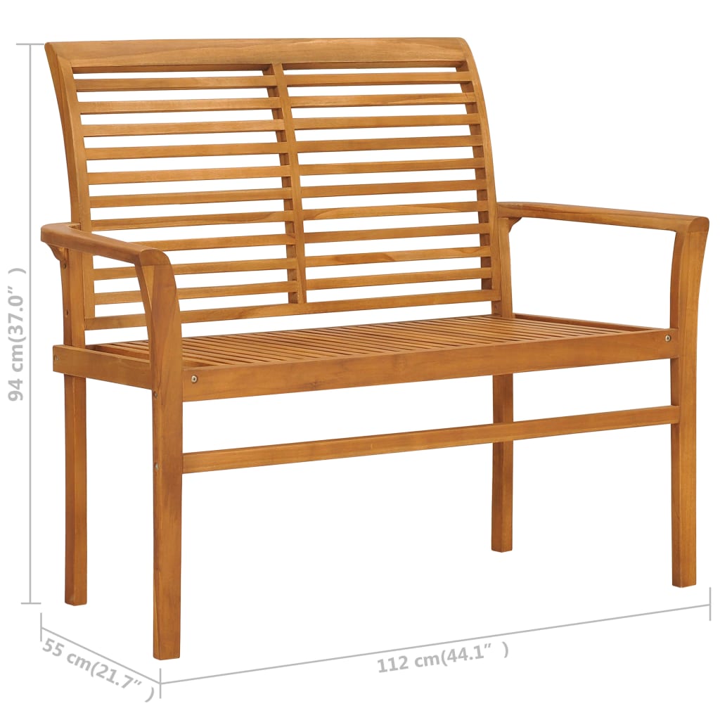 Tuinbank met crèmekleurig kussen 112 cm massief teakhout is nu te koop bij PeponiXL, paradijselijk wonen!