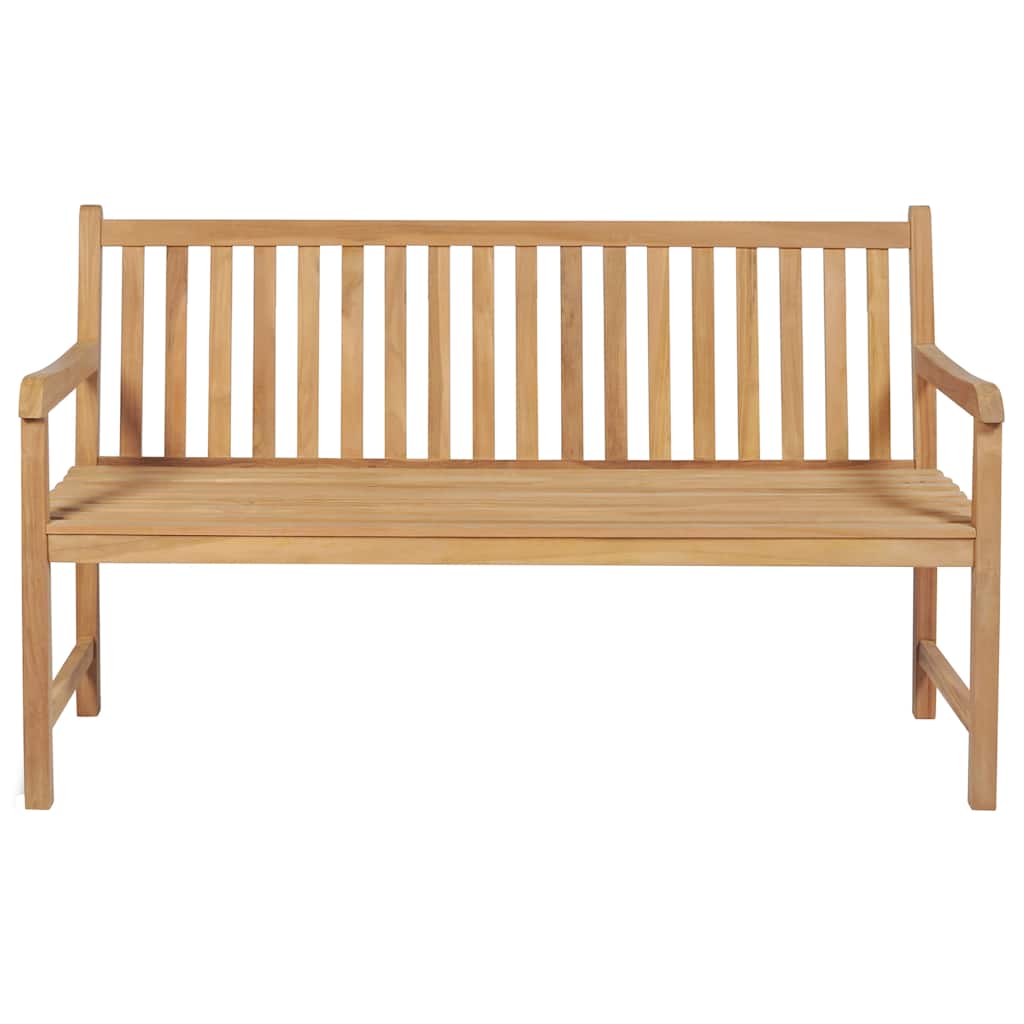 Tuinbank met rood geruit kussen 150 cm massief teakhout