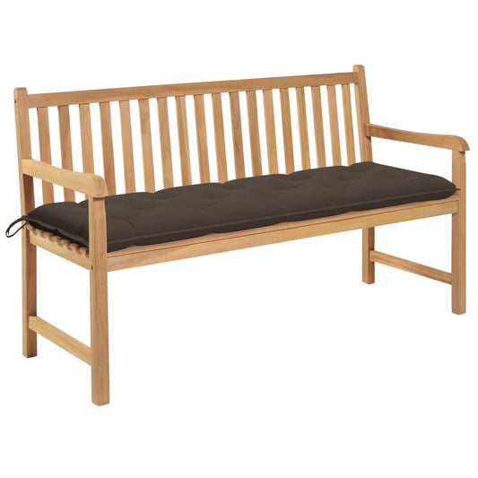 Tuinbank met taupe kussen 150 cm massief teakhout is nu te koop bij PeponiXL, paradijselijk wonen!
