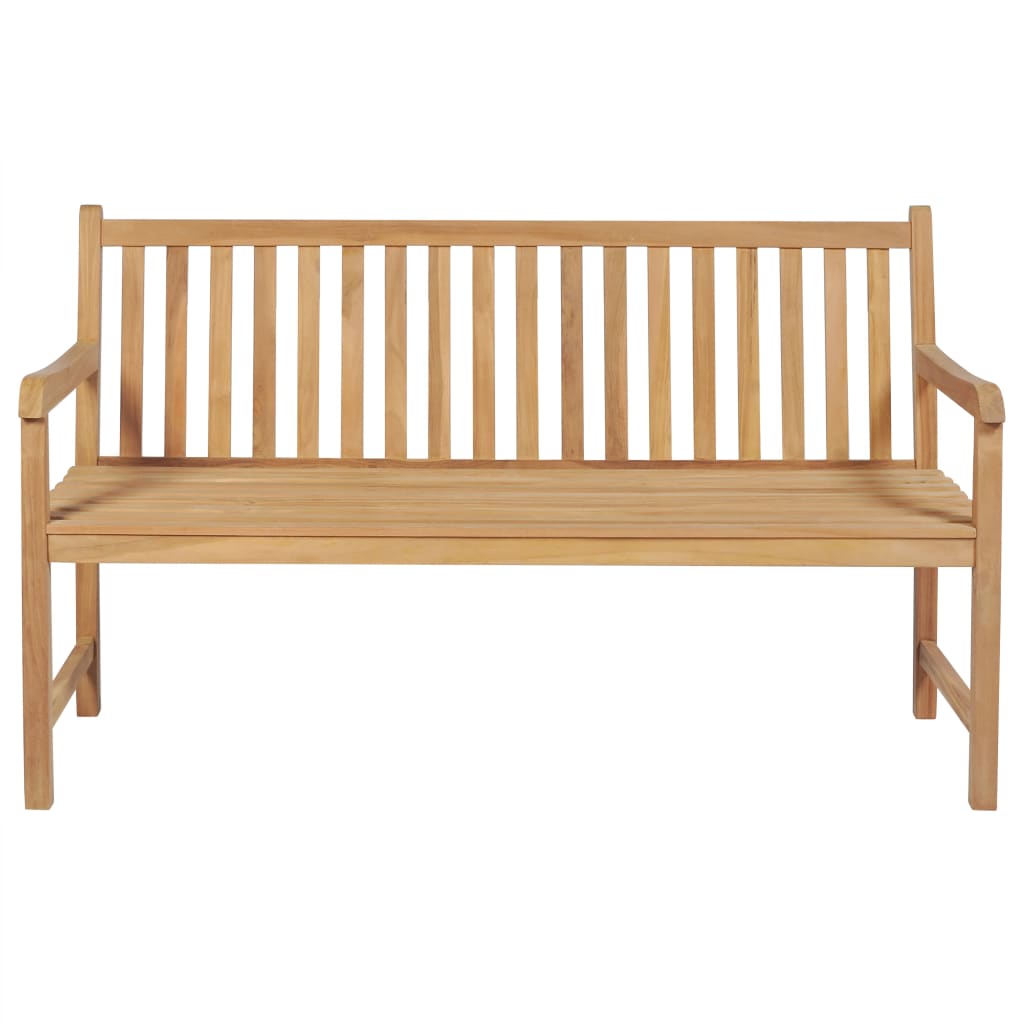 Tuinbank met taupe kussen 150 cm massief teakhout is nu te koop bij PeponiXL, paradijselijk wonen!