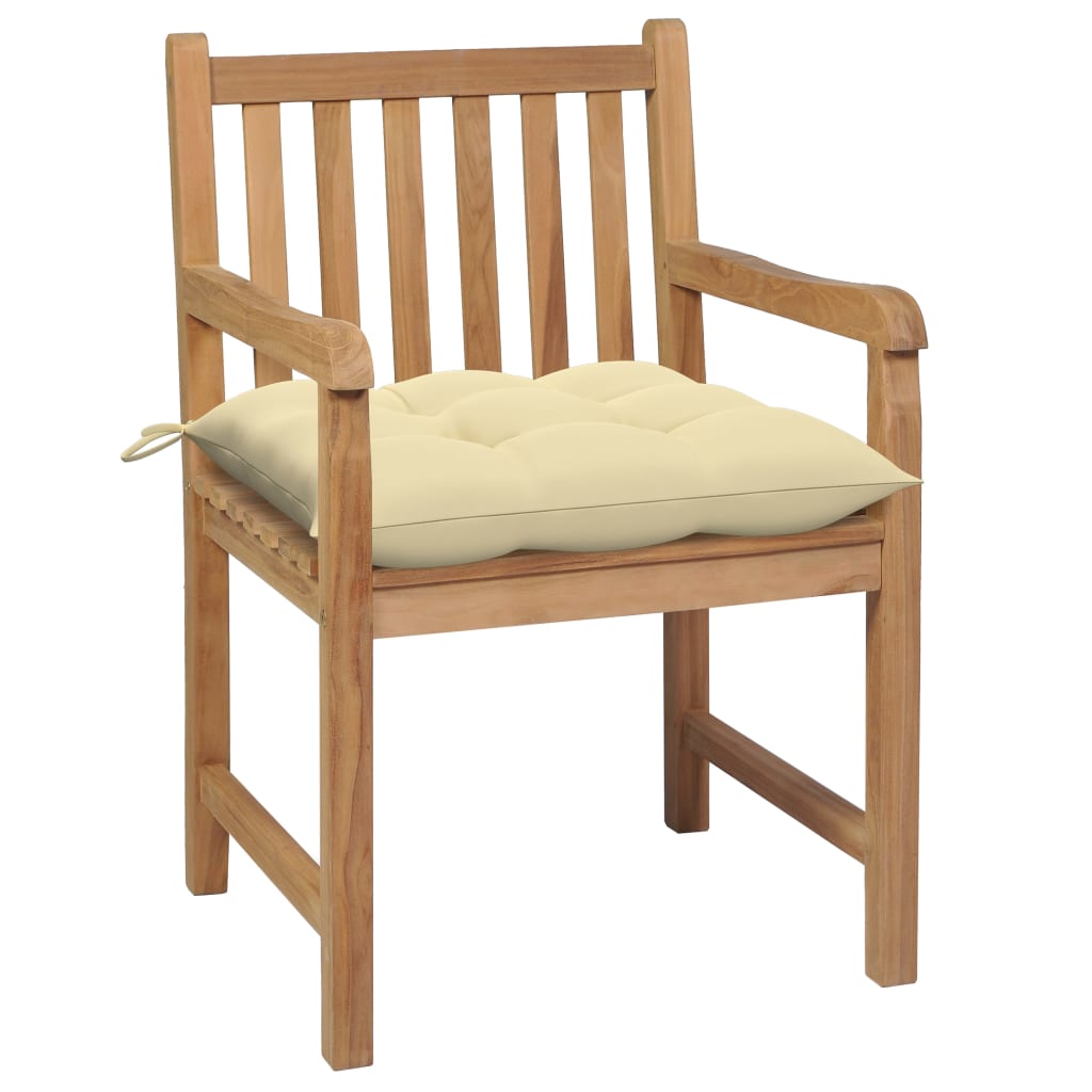 Tuinstoelen 2 st met crèmewitte kussens massief teakhout is nu te koop bij PeponiXL, paradijselijk wonen!