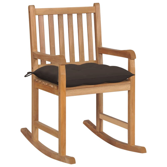 Schommelstoel met taupe kussen massief teakhout is nu te koop bij PeponiXL, paradijselijk wonen!
