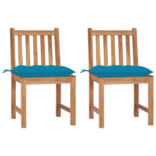 Tuinstoelen 2 st met kussens massief teakhout is nu te koop bij PeponiXL, paradijselijk wonen!