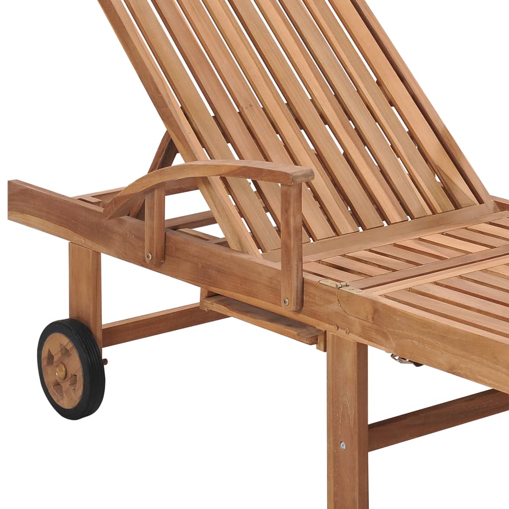 Ligbed met taupe kussen massief teakhout is nu te koop bij PeponiXL, paradijselijk wonen!
