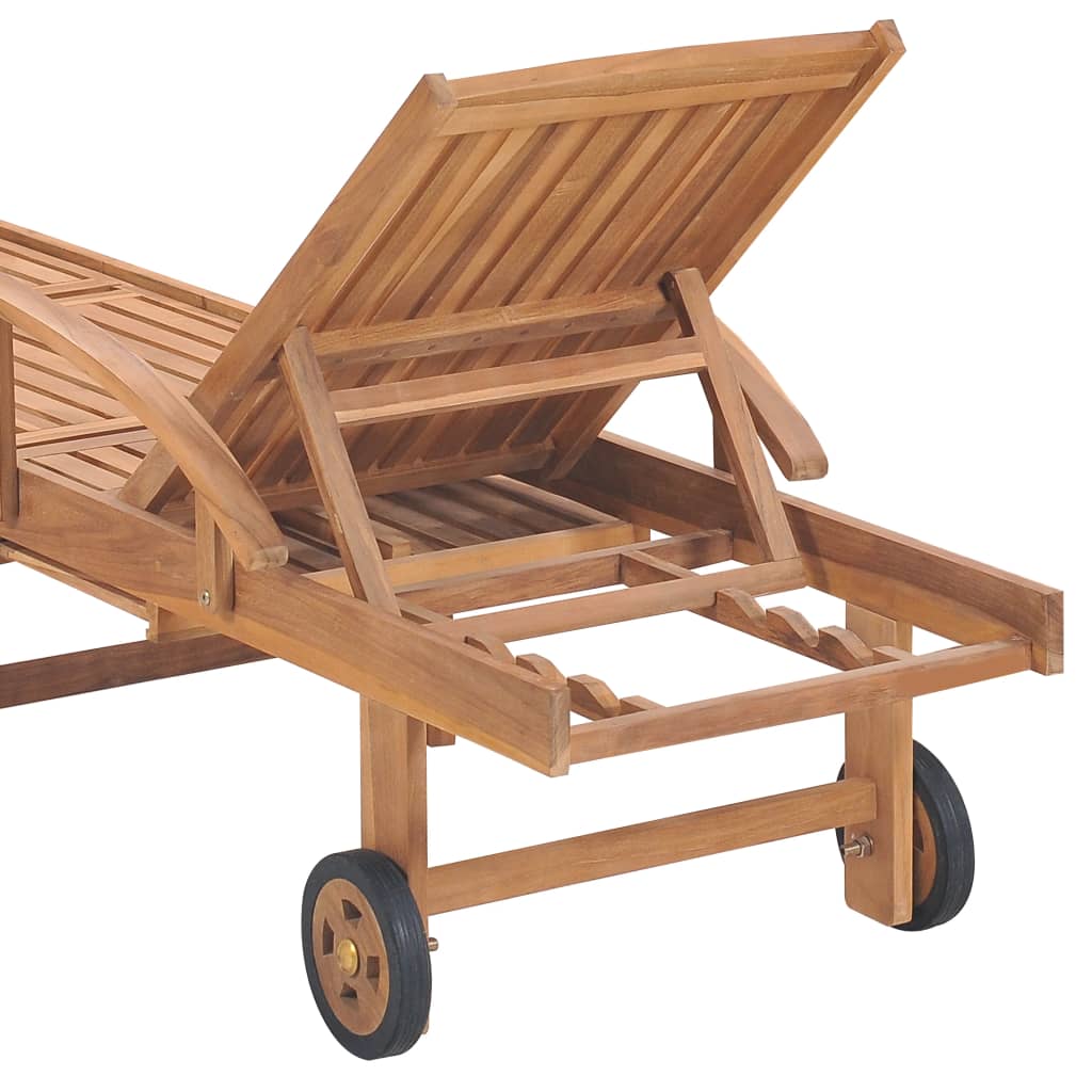Ligbed met taupe kussen massief teakhout is nu te koop bij PeponiXL, paradijselijk wonen!