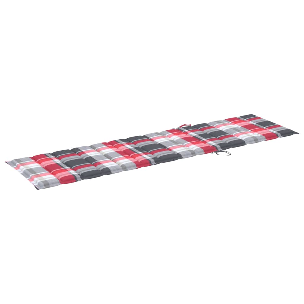 Ligbed met rood geruit kussen massief teakhout is nu te koop bij PeponiXL, paradijselijk wonen!