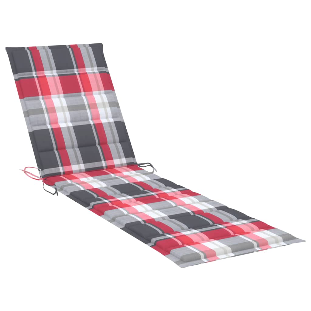 Ligbed met rood geruit kussen massief teakhout is nu te koop bij PeponiXL, paradijselijk wonen!