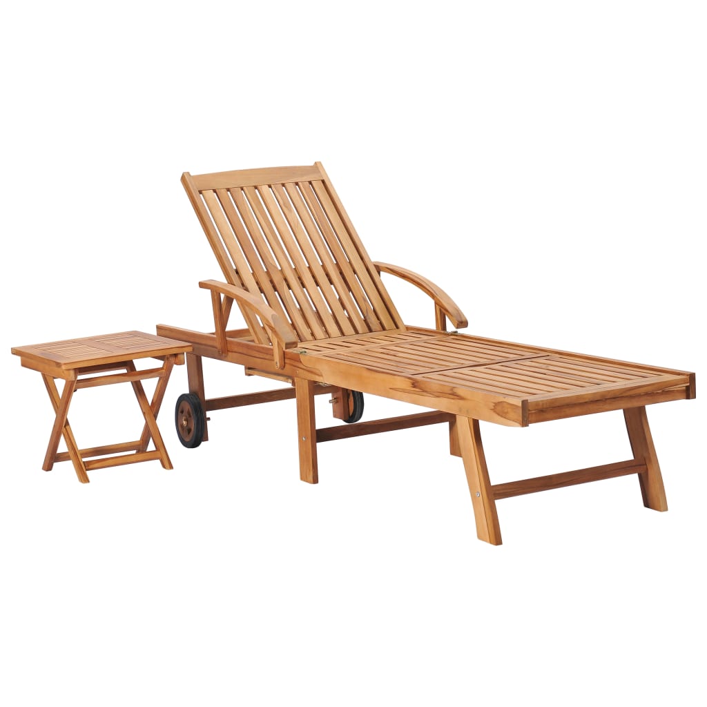 Ligbed met tafel en kussen massief teakhout is nu te koop bij PeponiXL, paradijselijk wonen!