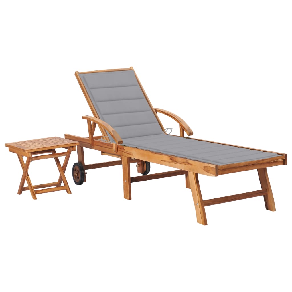 Ligbed met tafel en kussen massief teakhout is nu te koop bij PeponiXL, paradijselijk wonen!
